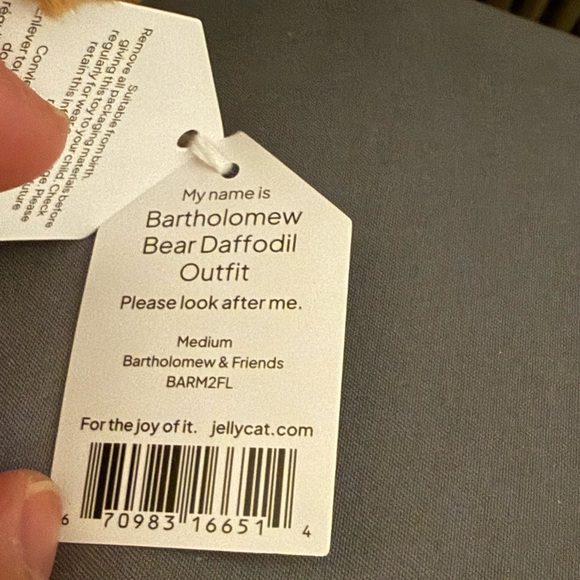 Jellycat Bartholomew Bear Daffodil Outfit Authentic - Picture 3 of 5